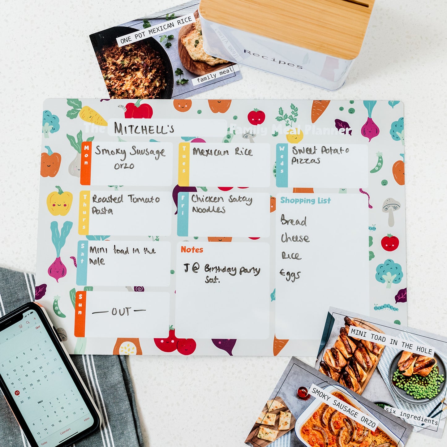 Wipeable Weekly Meal Planner