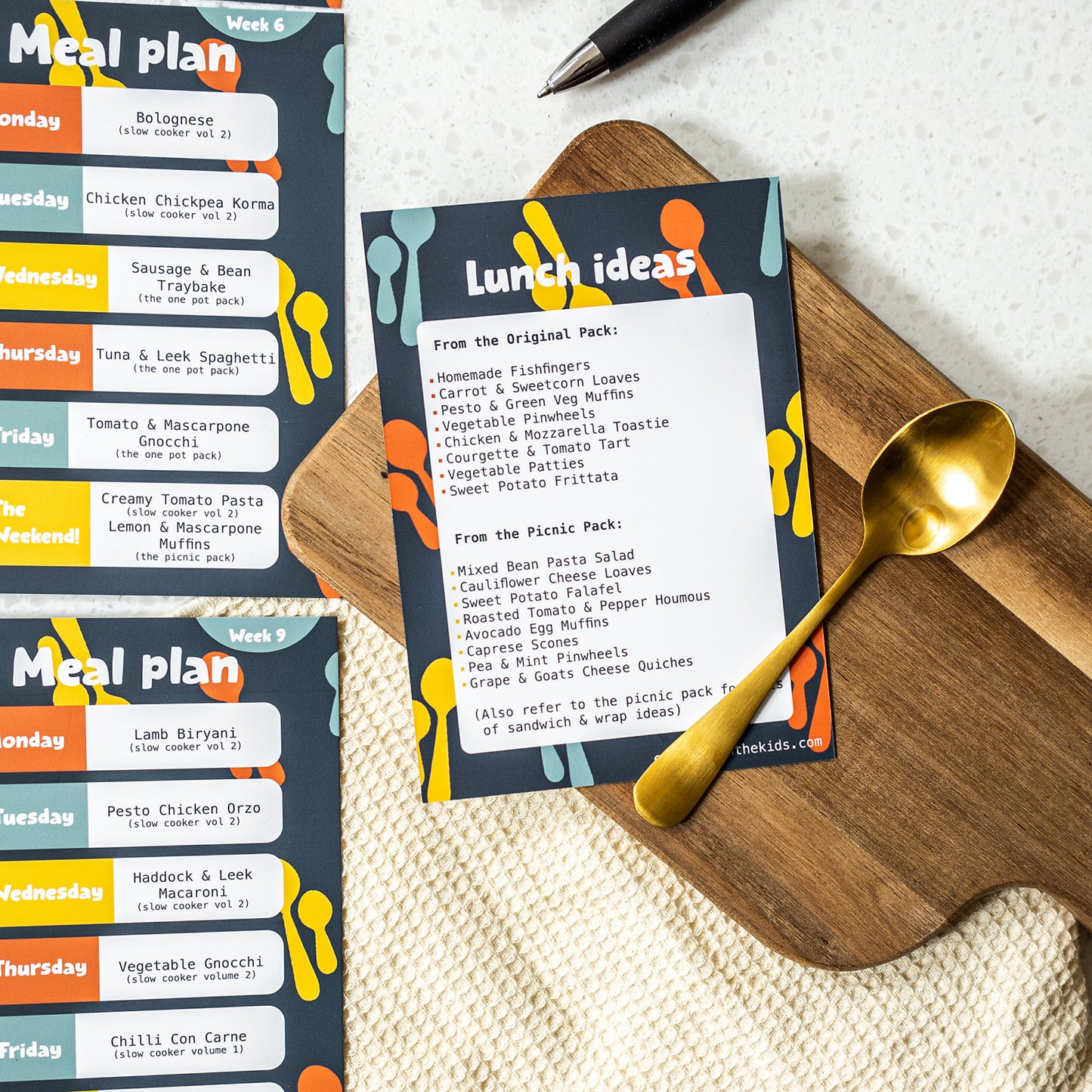 Weekly Meal Plans & Shopping Lists (Hard copies)