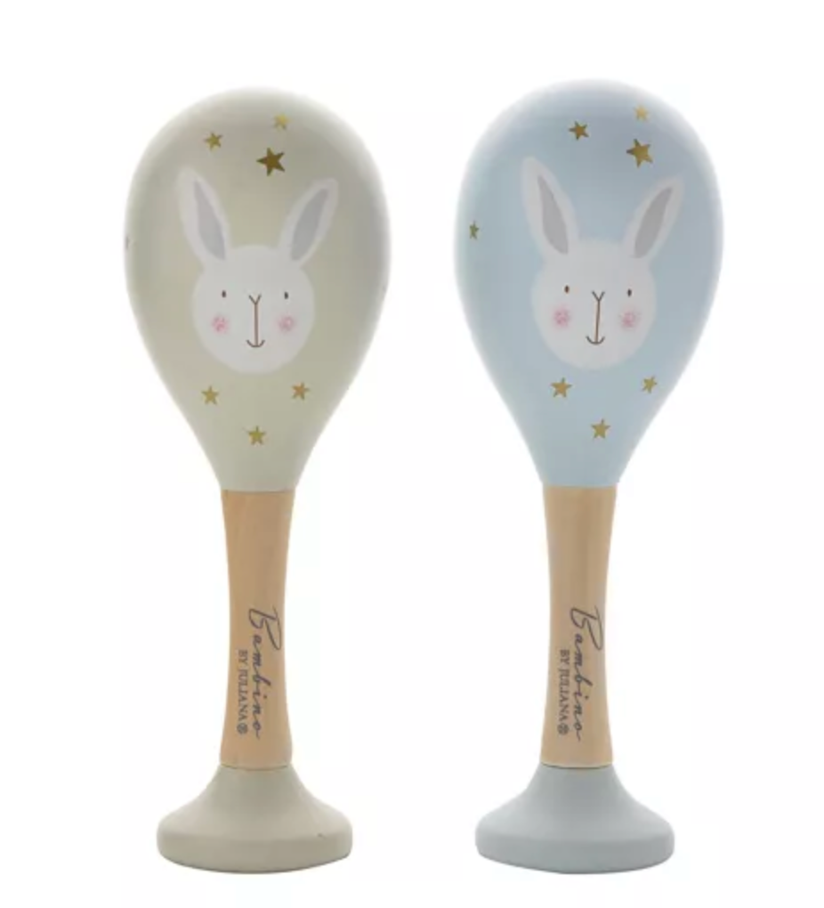 Bambino Wooden Maracas Rabbit Blue