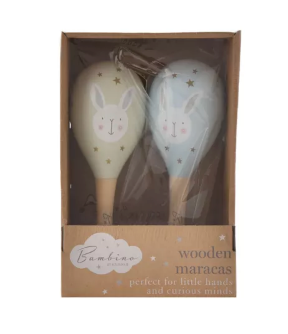 Bambino Wooden Maracas Rabbit Blue